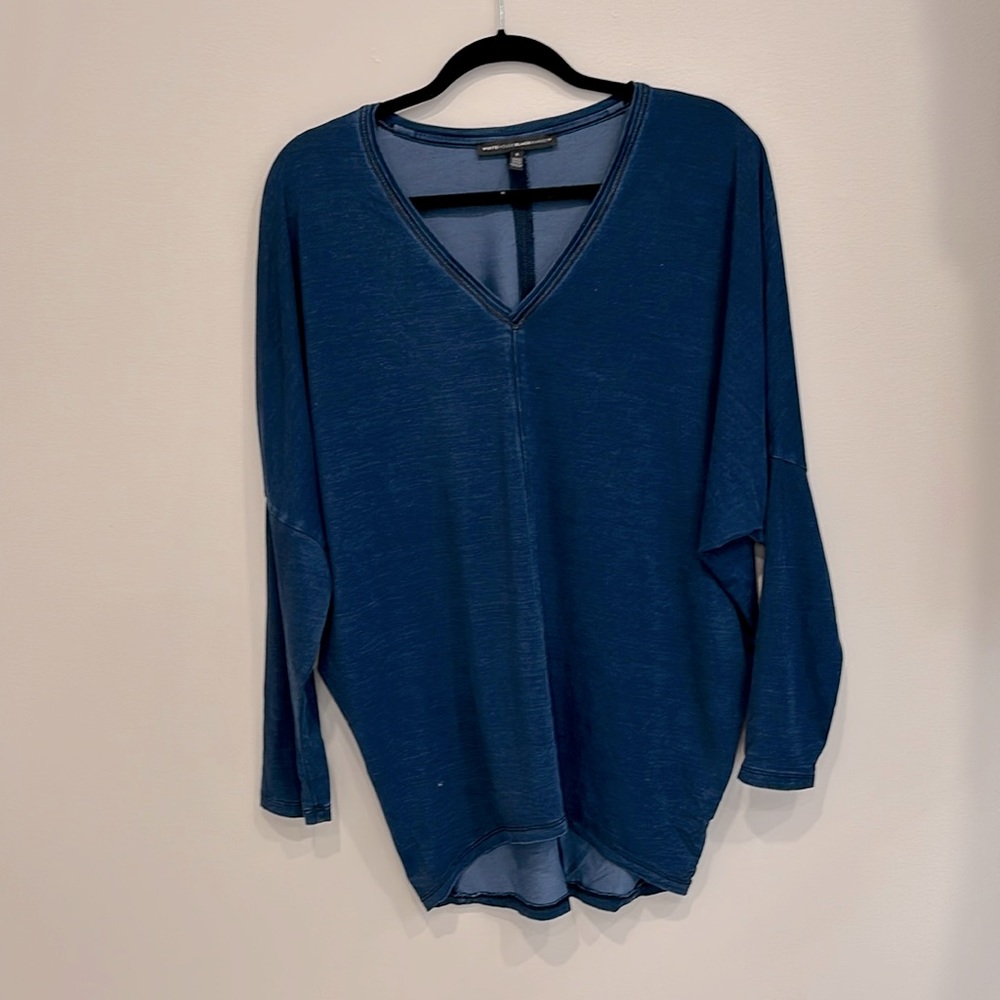 White House Black Market denim blue colored dolman tunic size small.